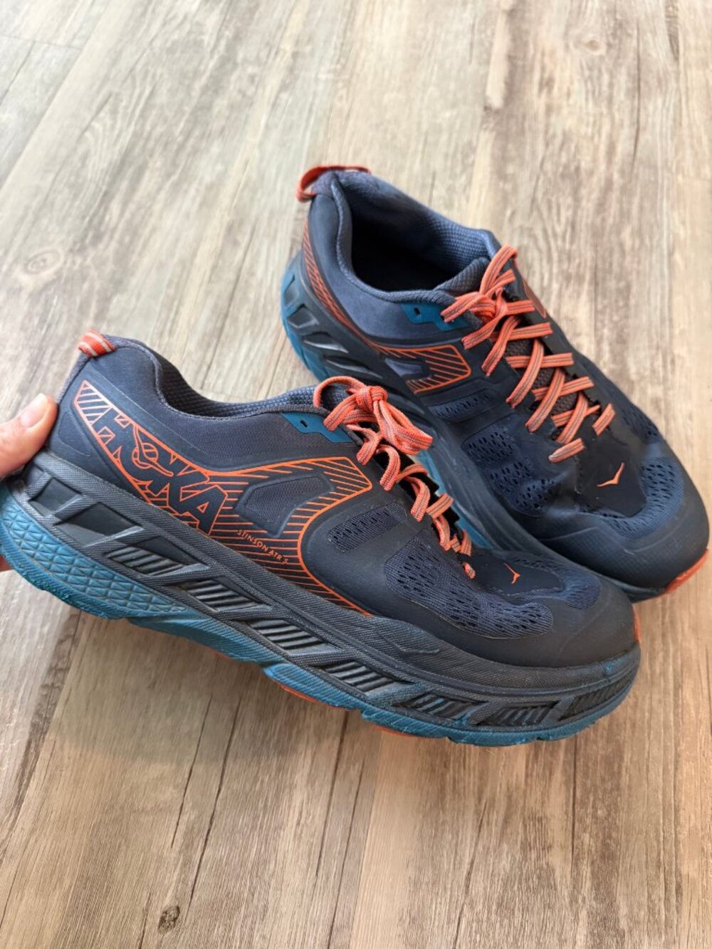 Hoka One One Stinson ATR 5 Trail Running Shoes Navy Orange 11.5